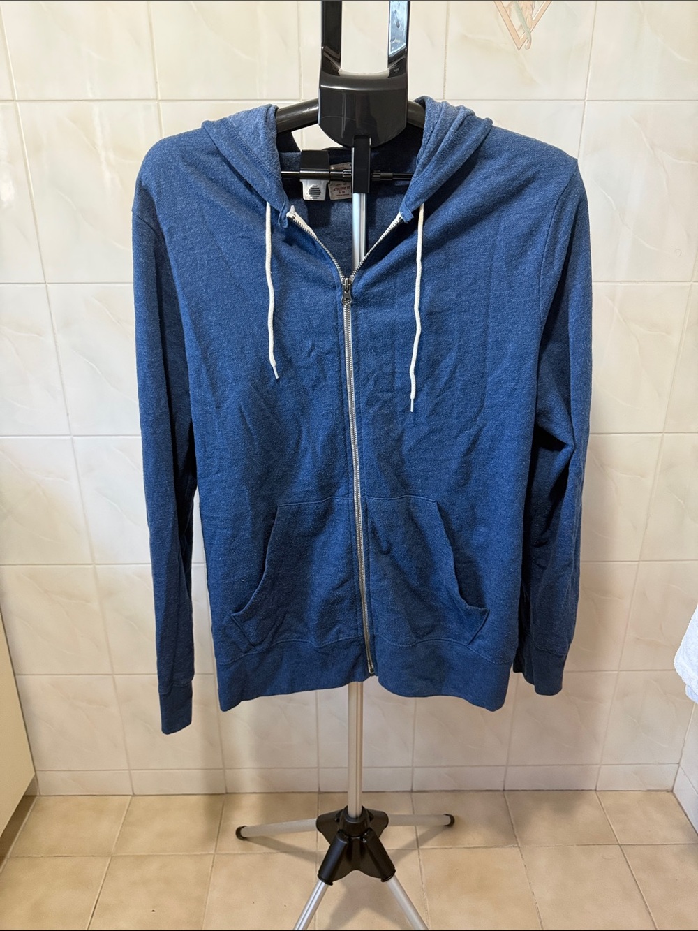Men's Navy Zip-Up Hooded Sweater - Lightweight Everyday Layer